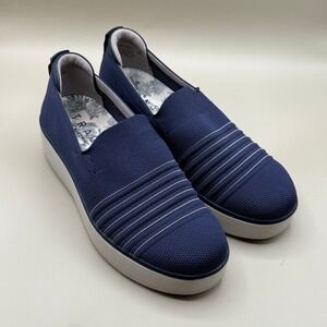 TRAQ by Alegria Women's Navy Blue Knit Slip On Wedge Sneakers Size 36
